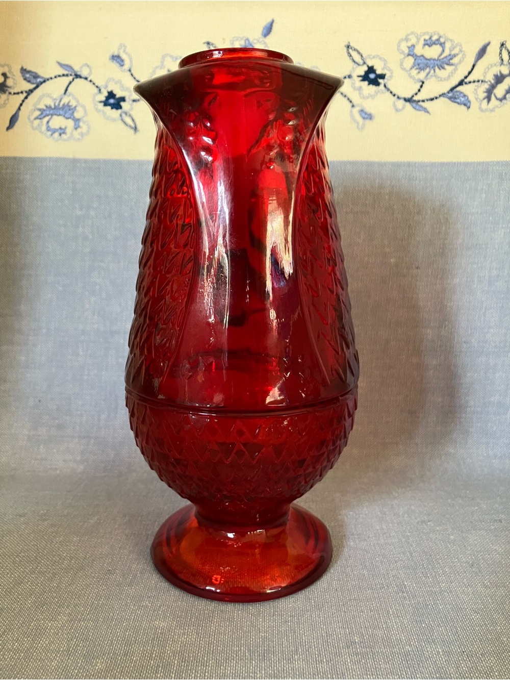 Fairy Light Vintage Viking Glass -Ruby Red Owl Fairy Lamp 7” tall - Picture 3 of 11